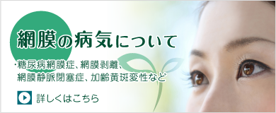 網膜の病気について ・糖尿病網膜症、網膜剥離、網膜静脈閉塞症、加齢黄斑変性など